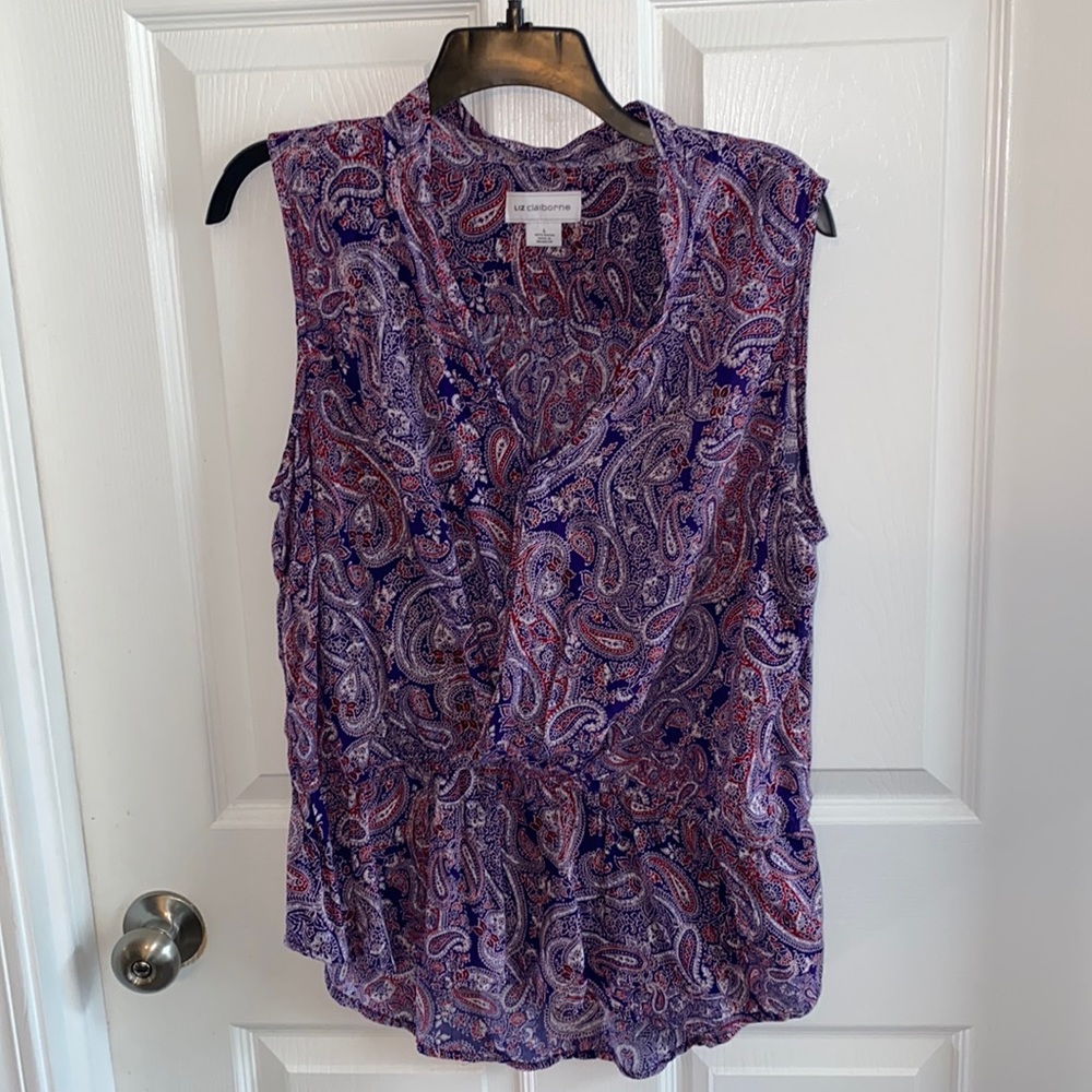 Liz Claiborne Paisley Sleeveless Blouse Size L